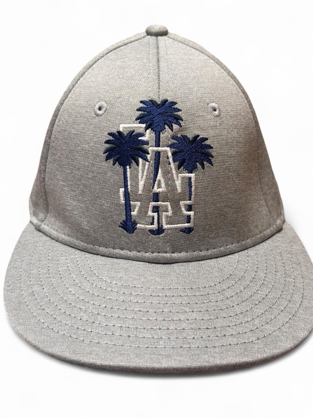 Grey Baseball Cap with Navy Palm Tree LA Logo